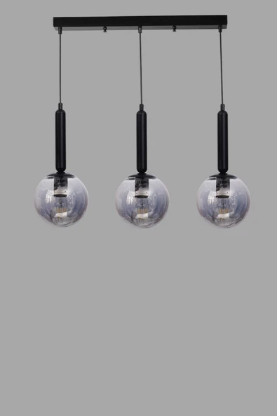 Lumexx SEZGİ 3 LÜ SIRALI SİYAH FÜME CAMLI SARKIT - Resim 3