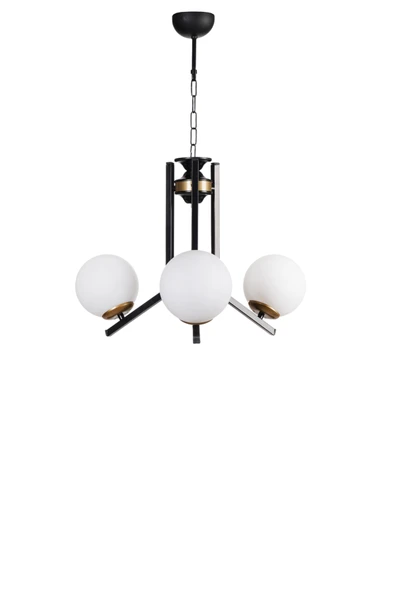 Lumexx YENİ RUBY 3 LÜ SİYAH BEYAZ CAMLI AVİZE - Resim 2