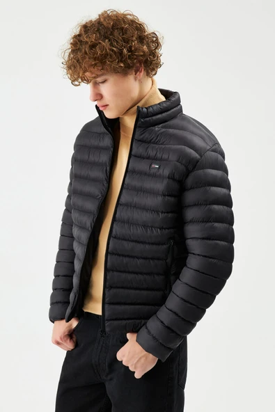 D1fference İçi Astarlı Cepli Jel Elyaf Su ve Rüzgar Geçirmez Şişme Kışlık Erkek Mont - Resim 7