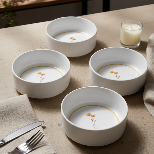 GÜRAL PORSELEN Paris Flower  4 Parça 12 cm Kase 29554 - Resim 9