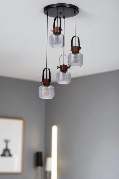 Lumexx MASAL 4 LÜ TEPSİLİ SİYAH FÜME CAMLI SARKIT ürün görseli