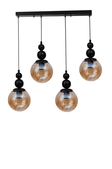 Lumexx YAREN 4 LÜ SIRALI SİYAH BAL CAMLI SARKIT - Resim 2