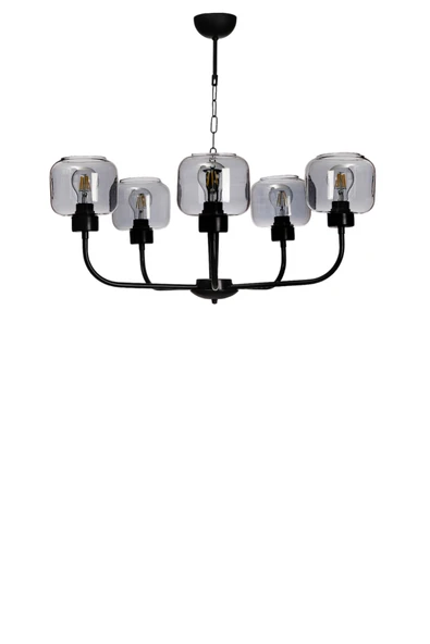 Lumexx APOLLO 5 Lİ ESKİTME FÜME CAMLI AVİZE - Resim 2