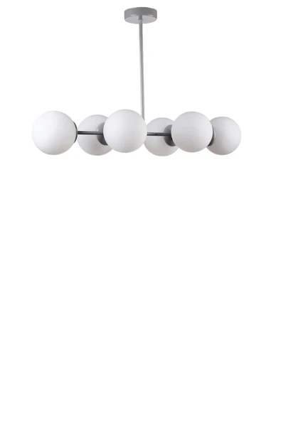 Lumexx YENİ FAVORİ 6 LI GRİ BEYAZ CAMLI AVİZE - Resim 2