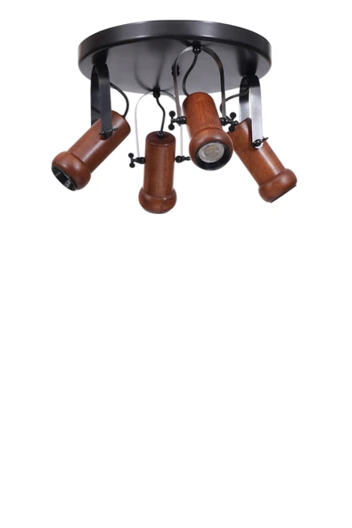 Lumexx PASCAL 4 LÜ TEPSİLİ CEVİZ PLAFONYER AVİZE - Resim 2