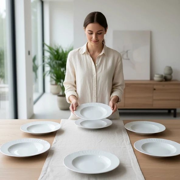 GÜRAL PORSELEN Sembol 6 Parça 19 cm Çukur Yemek Tabağı - Resim 2