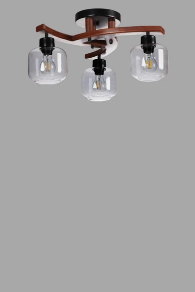 Lumexx WESTON 3 LÜ CEVİZ FÜME CAMLI PLOFONYER AVİZE - Resim 3
