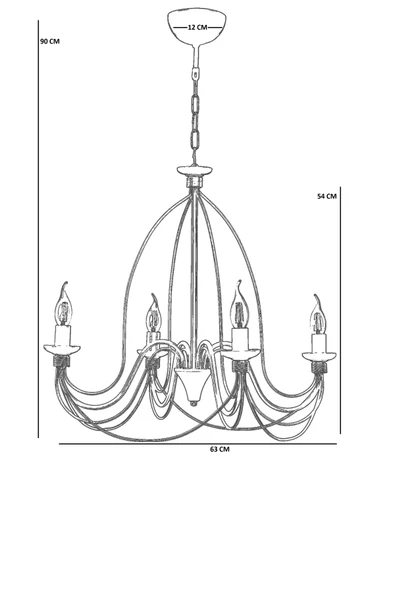 Lumexx BERFİN 4 LÜ GRİ RUSTİK AVİZE - Resim 4