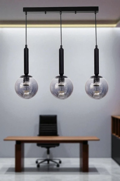 Lumexx SEZGİ 3 LÜ SIRALI SİYAH FÜME CAMLI SARKIT ürün görseli