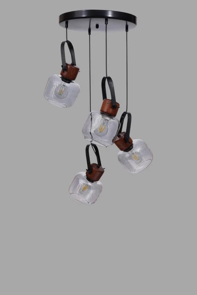 Lumexx MASAL 4 LÜ TEPSİLİ SİYAH FÜME CAMLI SARKIT - Resim 5