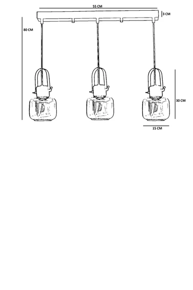 Lumexx MASAL 3 LÜ SIRALI SİYAH BAL CAMLI SARKIT - Resim 4