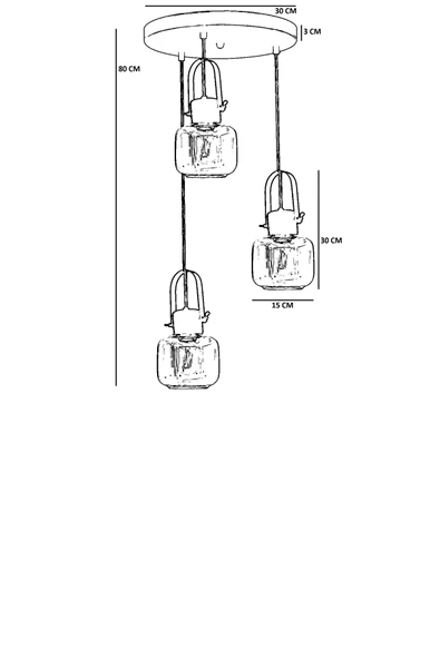 Lumexx MASAL 3 LÜ TEPSİLİ SİYAH BAL CAMLI SARKIT - Resim 4