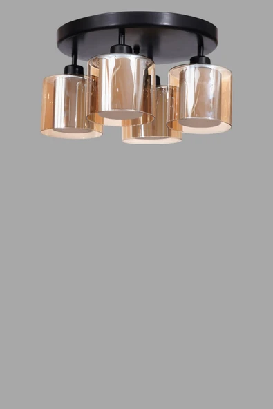 Lumexx YENİ SAHRA 4 LÜ TEPSİLİ SİYAH PLAFONYER AVİZE - Resim 3