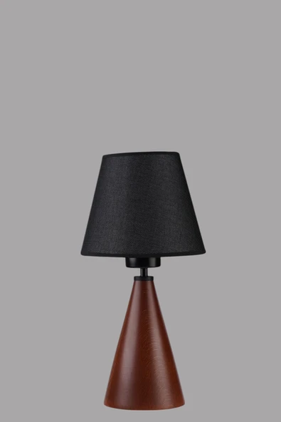 Lumexx JUNO CEVİZ HASIR SİYAH ABAJURLU MASA LAMBASI - Resim 4