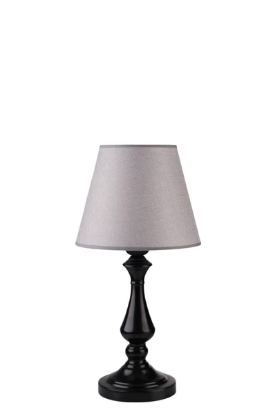 Lumexx MEGAN SİYAH PRAMİT HASIR GRİ ABAJURLU MASA LAMBASI - Resim 3