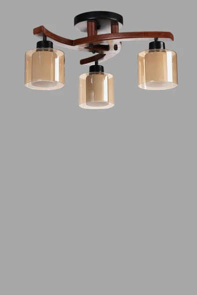 Lumexx WESTON 3 LÜ CEVİZ ÇİFT CAMLI PLOFONYER AVİZE - Resim 3