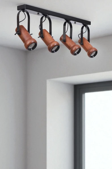 Lumexx PASCAL 4 LÜ SIRALI CEVİZ PLAFONYER AVİZE - Resim 2