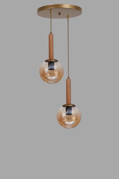 Lumexx IŞIL 2 Lİ TEPSİLİ NATUREL BAL CAMLI SARKIT - Resim 3