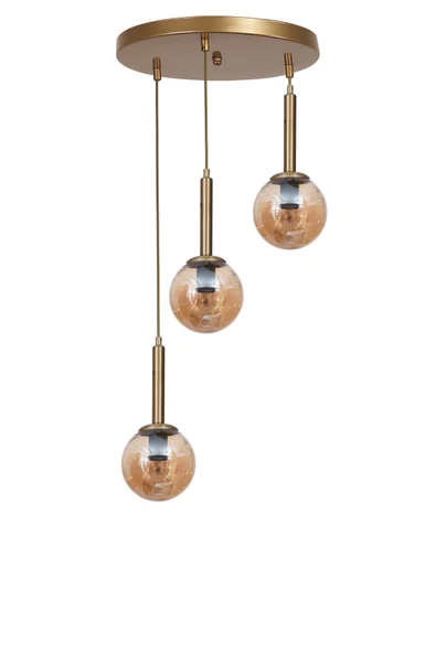 Lumexx SEZGİ 3 LÜ TEPSİLİ ESKİTME BAL CAMLI SARKIT - Resim 2