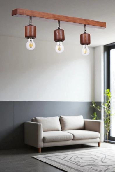 Lumexx PAMELA 3 LÜ SIRALI CEVİZ PLAFONYER AVİZE ürün görseli