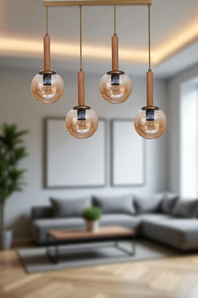 Lumexx IŞIL 4 LÜ SIRALI NATUREL BAL CAMLI SARKIT ürün görseli