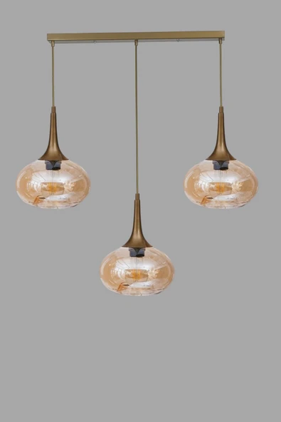 Lumexx ZARA 3 LÜ SIRALI ESKİTME BAL CAMLI SARKIT - Resim 3