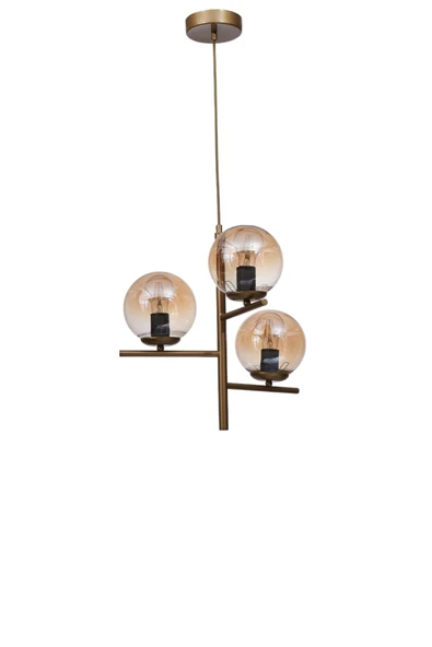 Lumexx TERRA 3 LÜ ESKİTME BAL CAMLI AVİZE - Resim 2