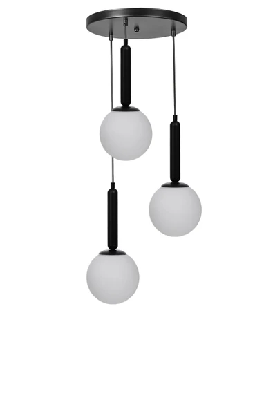 Lumexx SEZGİ 3 LÜ TEPSİLİ SİYAH BEYAZ CAMLI SARKIT - Resim 2