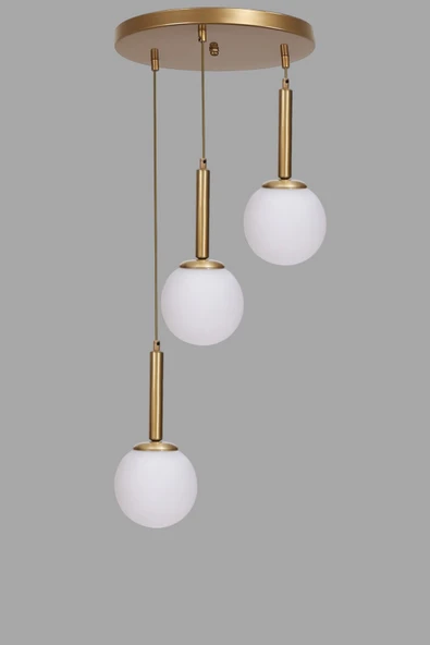 Lumexx SEZGİ 3 LÜ TEPSİLİ ESKİTME BEYAZ CAMLI SARKIT - Resim 3