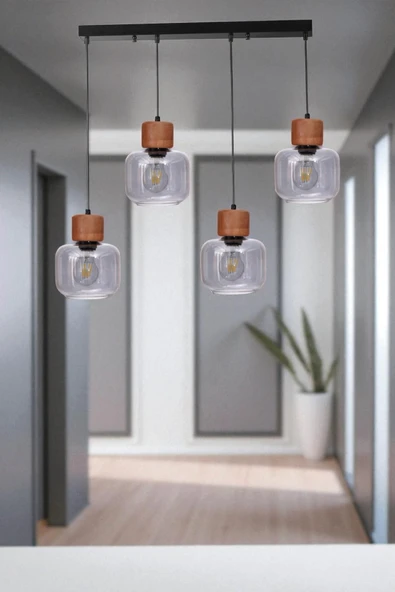 Lumexx LİDYA 4 LÜ SIRALI SİYAH FÜME CAMLI SARKIT ürün görseli