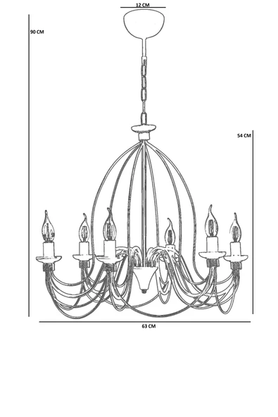 Lumexx BERFİN 6 LI GRİ RUSTİK AVİZE - Resim 4