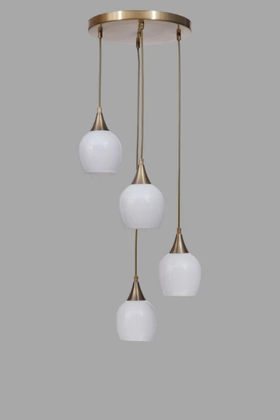 Lumexx ENZO 4 LÜ TEPSİLİ ESKİTME BEYAZ CAMLI SARKIT - Resim 3