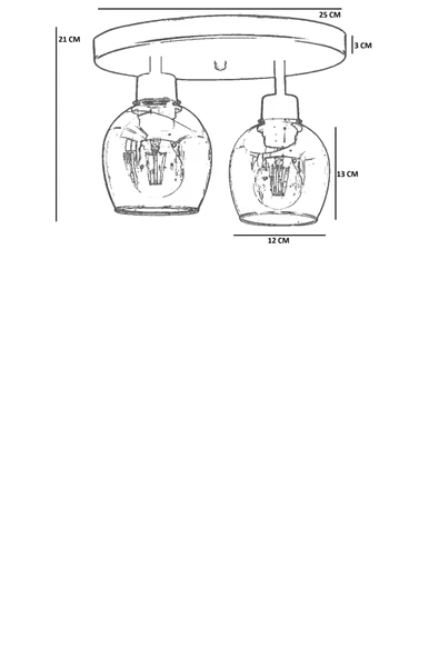 Lumexx ENZO 2 Lİ TEPSİLİ SİYAH BAL CAMLI PLAFONYER AVİZE - Resim 4