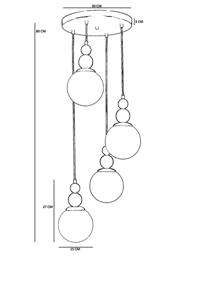 Lumexx YAREN 4 LÜ TEPSİLİ ESKİTME BEYAZ CAMLI SARKIT - Resim 4