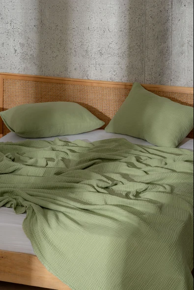 Rayme Textile Müslin Yatak Örtüsü Ultra Yumuşak Yüksek Kaliteli 4 Kat Muslin Pike (Tek Kişilik (240x280 cm) - Resim 5