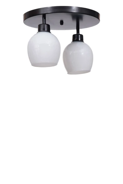 Lumexx ENZO 2 Lİ TEPSİLİ SİYAH BAL CAMLI PLAFONYER AVİZE - Resim 2