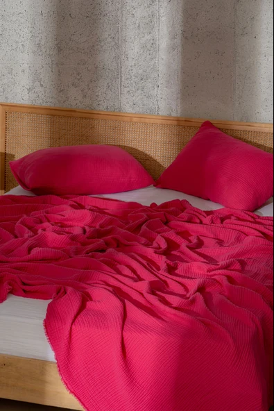 Rayme Textile Müslin Yatak Örtüsü Ultra Yumuşak Yüksek Kaliteli 4 Kat Muslin Pike (Tek Kişilik (240x280 cm) - Resim 5