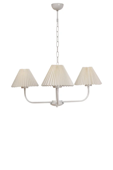 Lumexx APOLLO 3 LÜ BEYAZ PİLELİ KREM ABAJURLU AVİZE - Resim 2