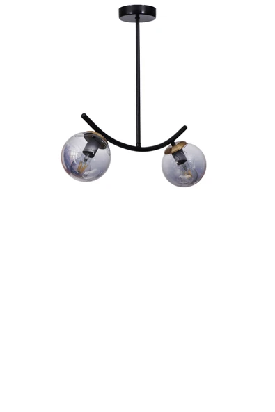 Lumexx VELVET 2 Lİ SİYAH FÜME CAMLI PLAFONYER AVİZE - Resim 2