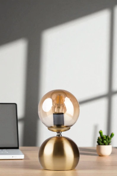 Lumexx OLİVER ESKİTME KAPLAMALI BAL CAMLI MASA LAMBASI ürün görseli