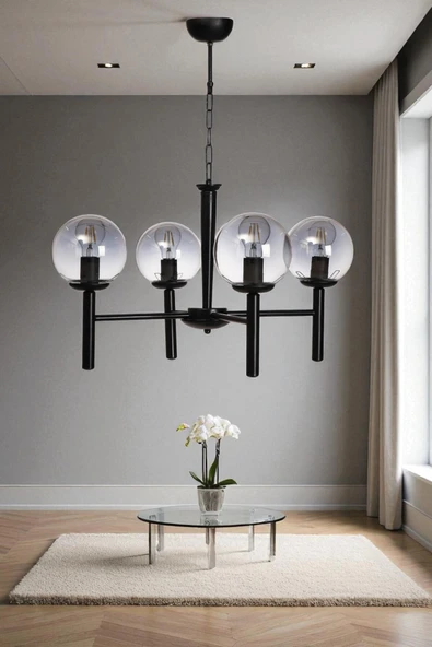 Lumexx LUKE 4 LÜ SİYAH FÜME CAMLI AVİZE ürün görseli