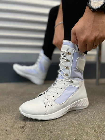 JET-799 Verton Bağcıklı Ortopedik Taban Günlük Cilt Erkek Askeri Postal Bot CBT Beyaz - Resim 6