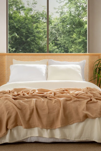 Rayme Textile Müslin Yatak Örtüsü Ultra Yumuşak Yüksek Kaliteli 4 Kat Muslin Pike (Tek Kişilik (240x280 cm) - Resim 3