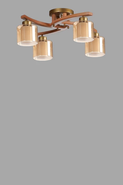 Lumexx WESTON 4 LÜ NATUREL ÇİFT CAMLI PLOFONYER AVİZE - Resim 2