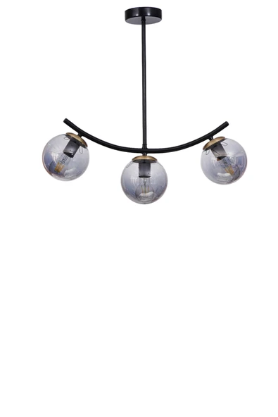 Lumexx VELVET 3 LÜ SİYAH FÜME CAMLI PLAFONYER AVİZE - Resim 2
