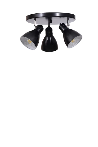 Lumexx OTİS 3 LÜ TEPSİLİ SİYAH PLAFONYER AVİZE - Resim 2