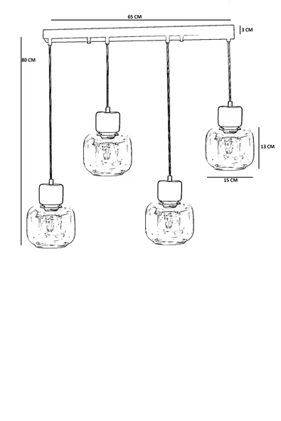 Lumexx LİDYA 4 LÜ SIRALI SİYAH BAL CAMLI SARKIT - Resim 4