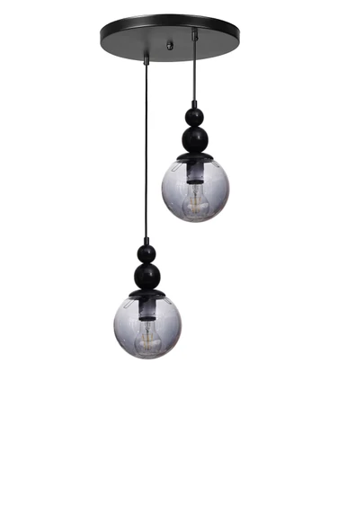 Lumexx YAREN 2 Lİ TEPSİLİ SİYAH FÜME CAMLI SARKIT - Resim 2