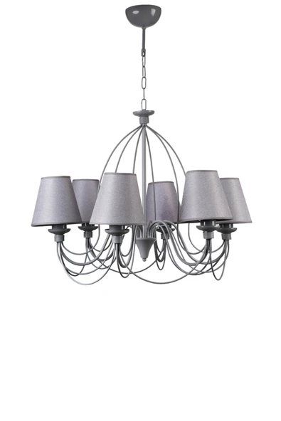 Lumexx BERFİN 6 LI GRİ HASIR GRİ ABAJRULU AVİZE - Resim 2