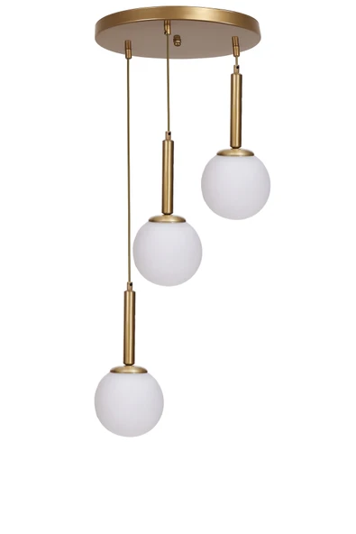 Lumexx SEZGİ 3 LÜ TEPSİLİ ESKİTME BEYAZ CAMLI SARKIT - Resim 2